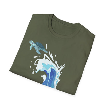 Sea Turtle Wave T-Shirt — "Slaywave Season" Coastal Surf Vibe Tee