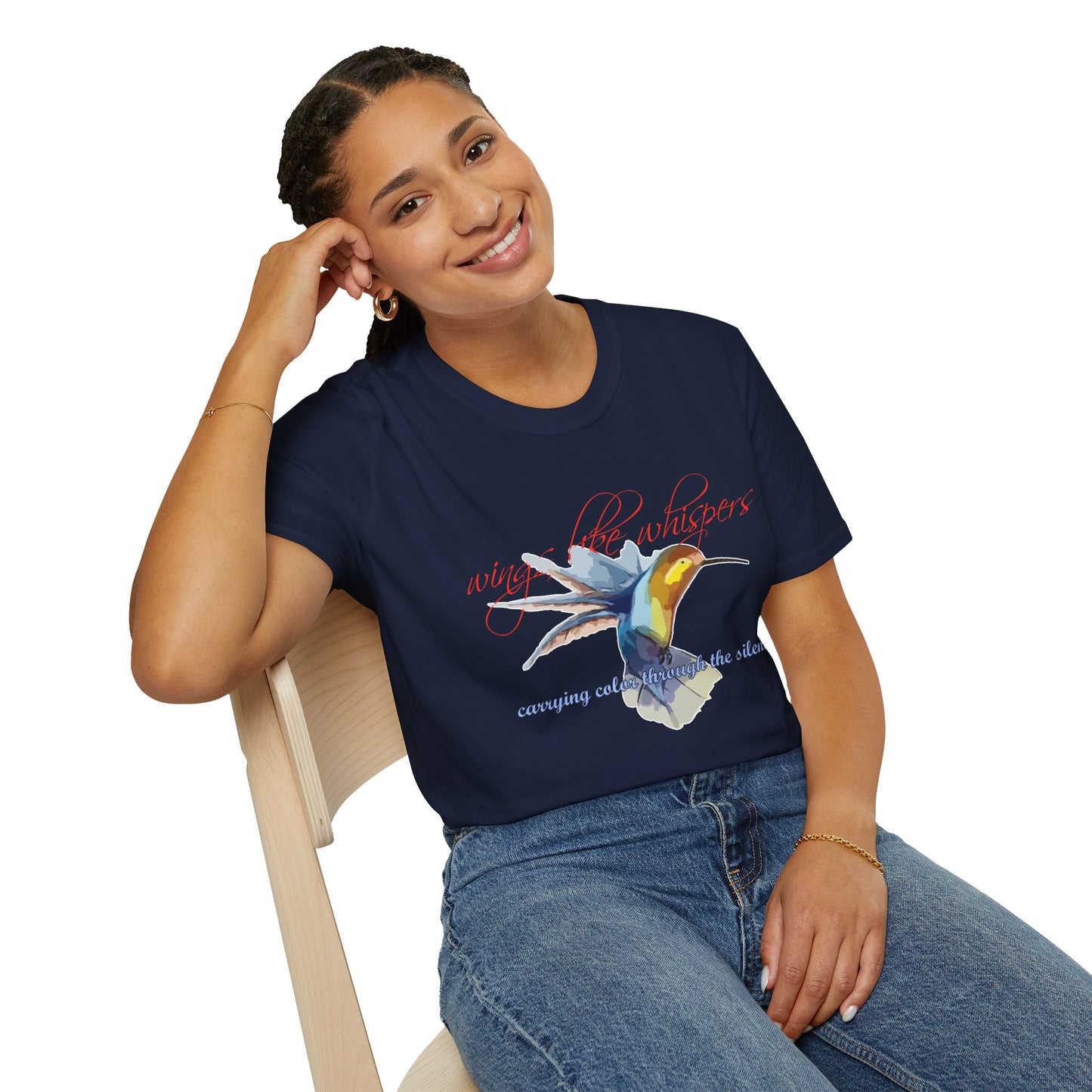 Hummingbird Poetry T-Shirt — "competing colorfulness in the silence"