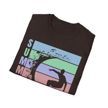 Summer Surf T-Shirt — Retro Stripes & Surfer Graphic