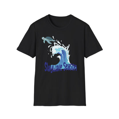 Sea Turtle Wave T-Shirt — "Slaywave Season" Coastal Surf Vibe Tee