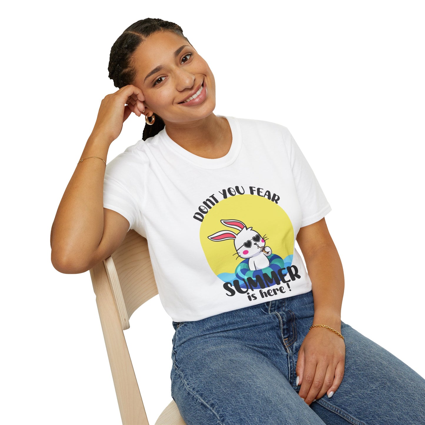Summer Bunny T-Shirt — "Don’t You Fear, Summer Is Here!" Cute Beach Rabbit Graphic Tee
