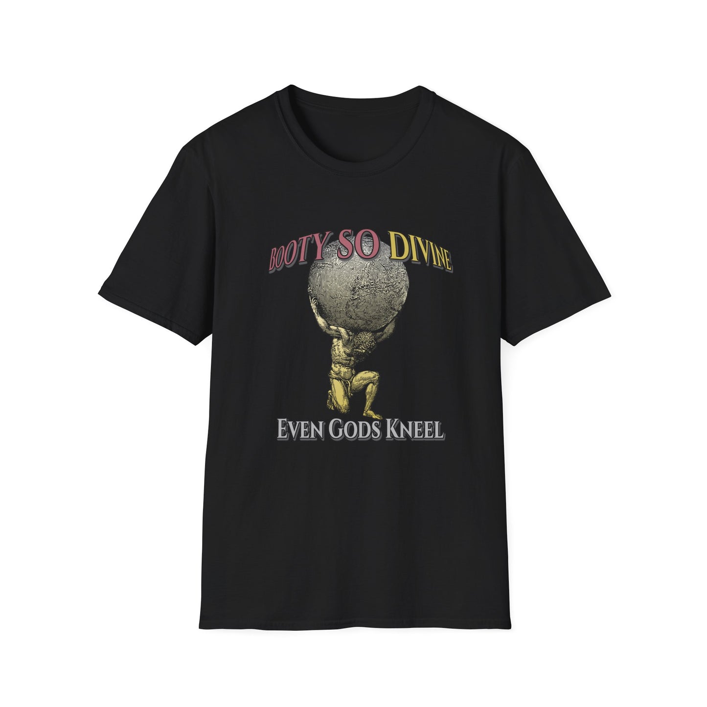 Funny 'Booty So Divine Even Gods Kneel' T-Shirt - Graphic Humor Tee
