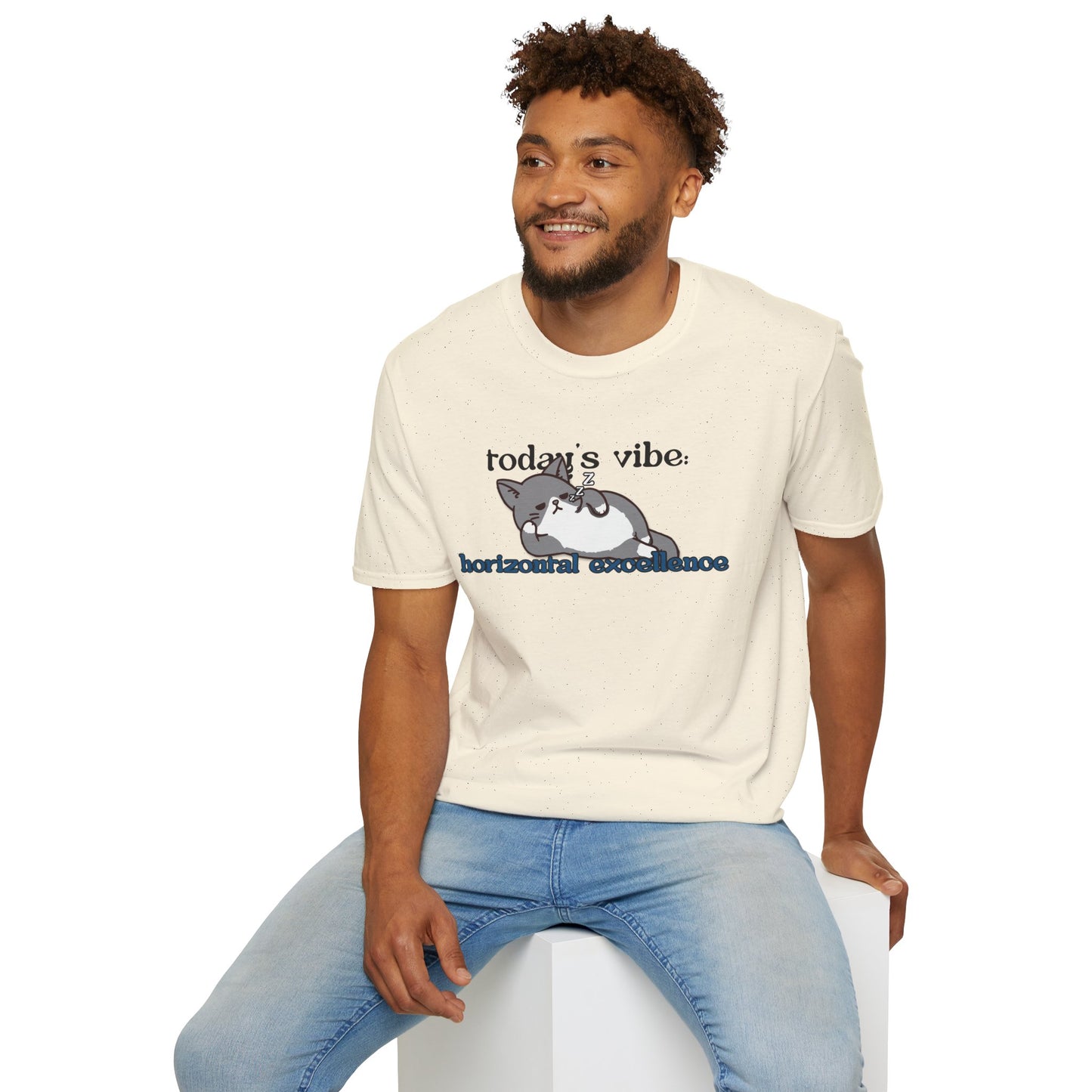 Relaxed Cat "Horizontal Excellence" T-Shirt – Today's Vibe Lazy Cat Tee
