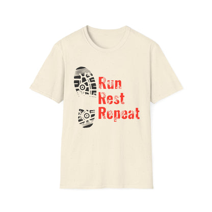 Run Rest Repeat Running Tee – Motivational Runner Shirt