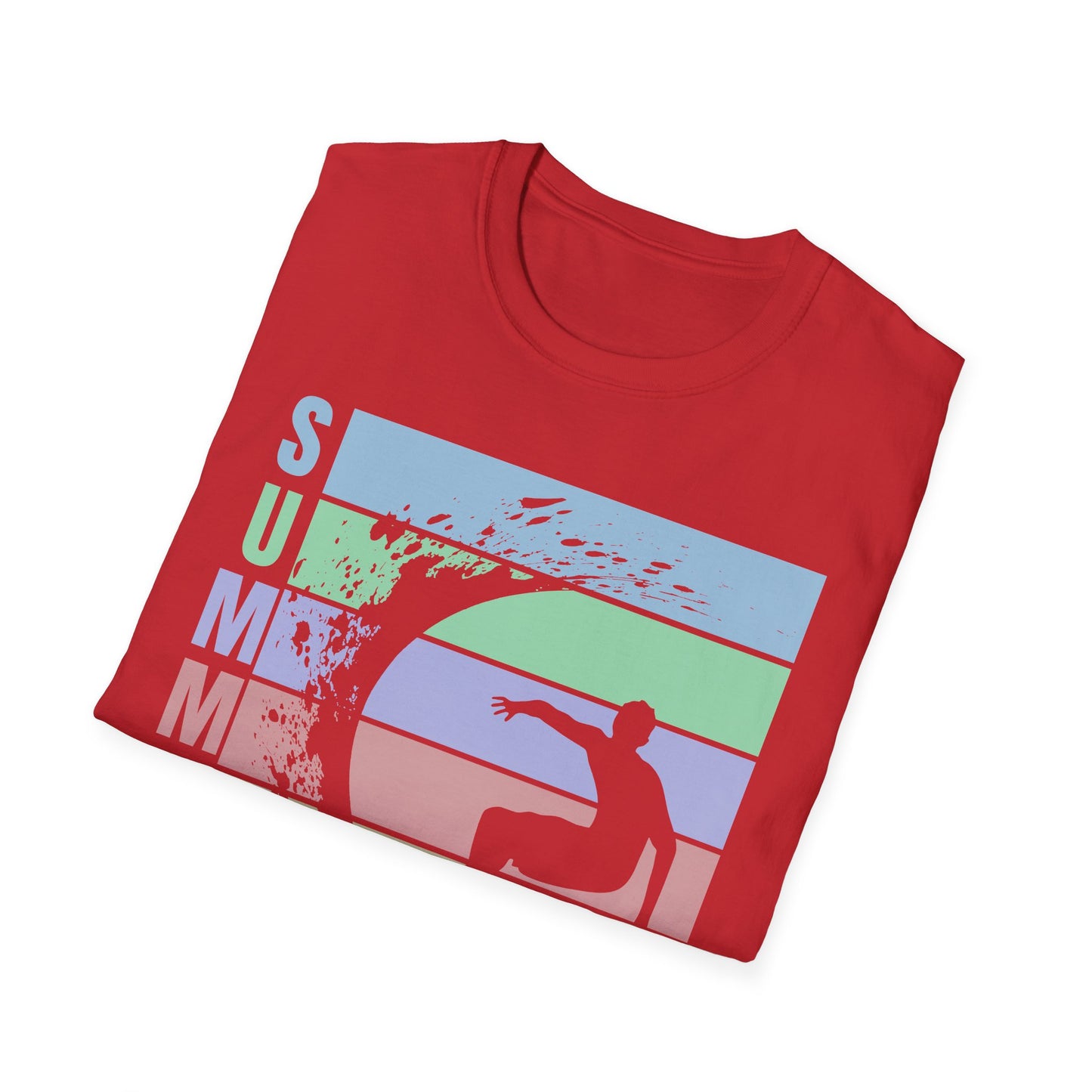 Summer Surf T-Shirt — Retro Stripes & Surfer Graphic