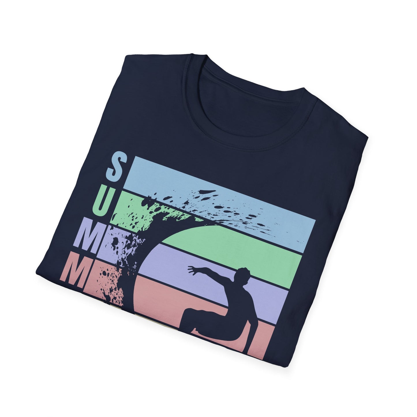 Summer Surf T-Shirt — Retro Stripes & Surfer Graphic