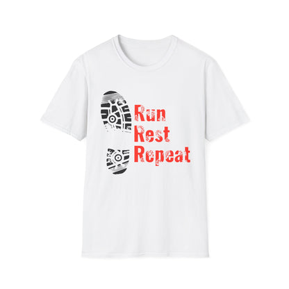 Run Rest Repeat Running Tee – Motivational Runner Shirt
