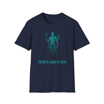 Poseidon Graphic Tee - "Tides Obey Me" Mythical Sea God T-Shirt
