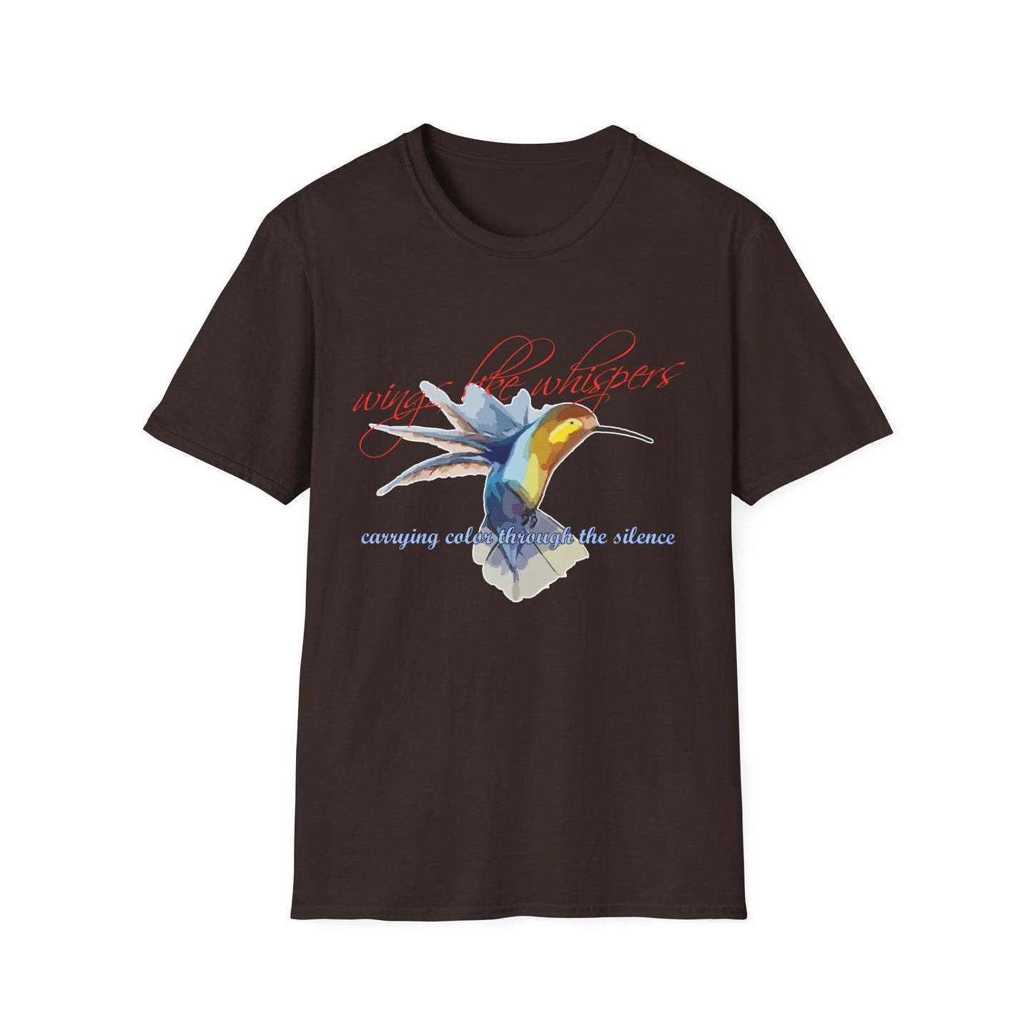 Hummingbird Poetry T-Shirt — "competing colorfulness in the silence"