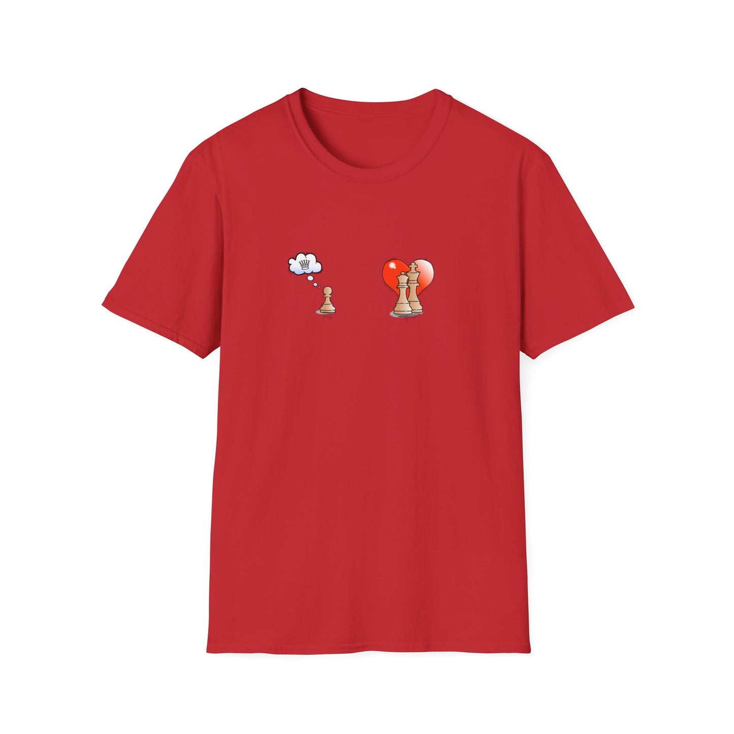 Chess Pawn Love T-Shirt — Cute Pawn Thinking of Queen with Heart Graphic