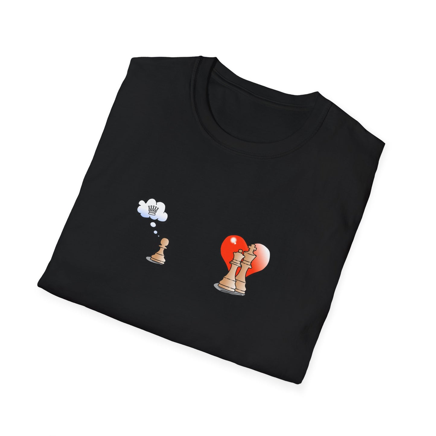 Chess Pawn Love T-Shirt — Cute Pawn Thinking of Queen with Heart Graphic
