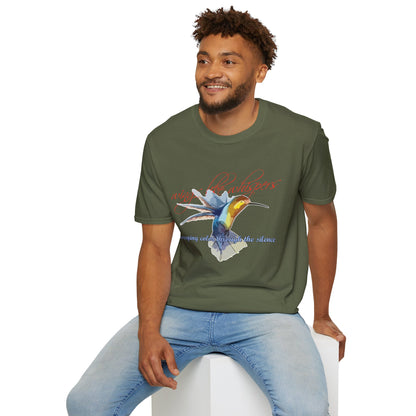 Hummingbird Poetry T-Shirt — "competing colorfulness in the silence"