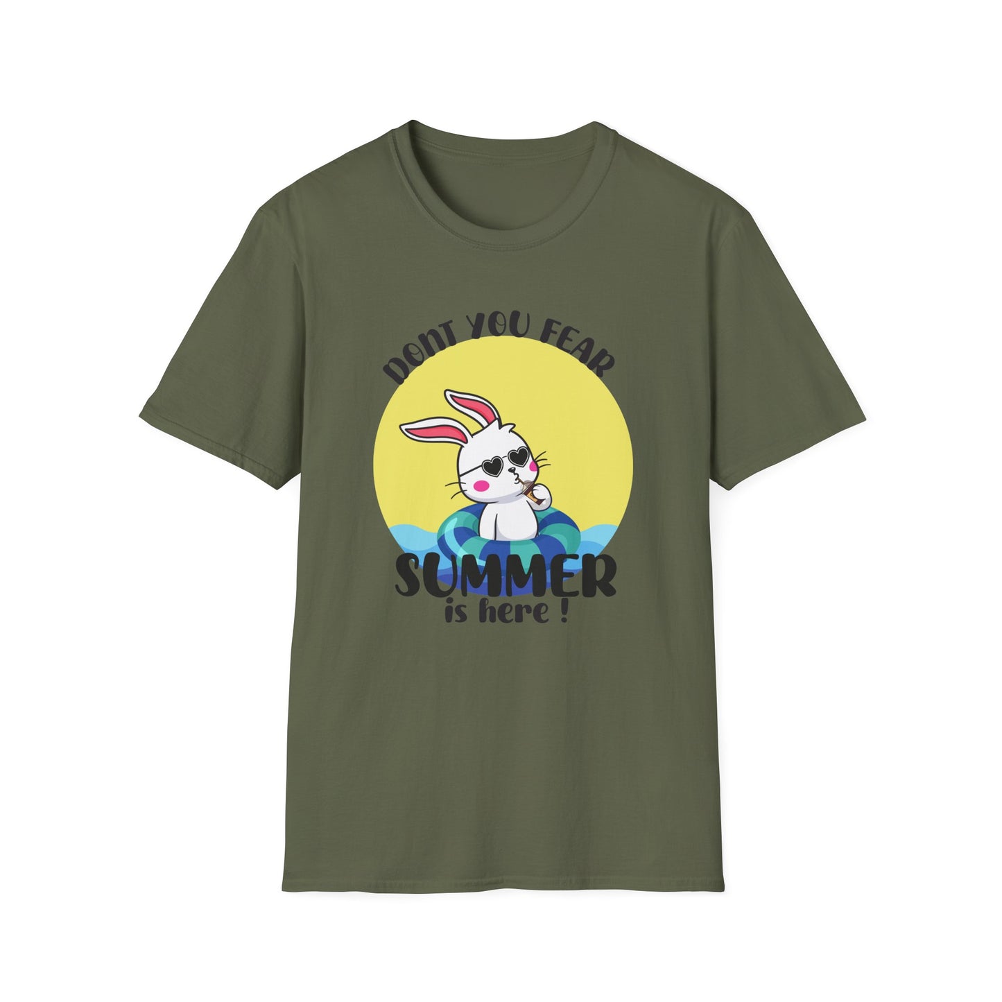 Summer Bunny T-Shirt — "Don’t You Fear, Summer Is Here!" Cute Beach Rabbit Graphic Tee