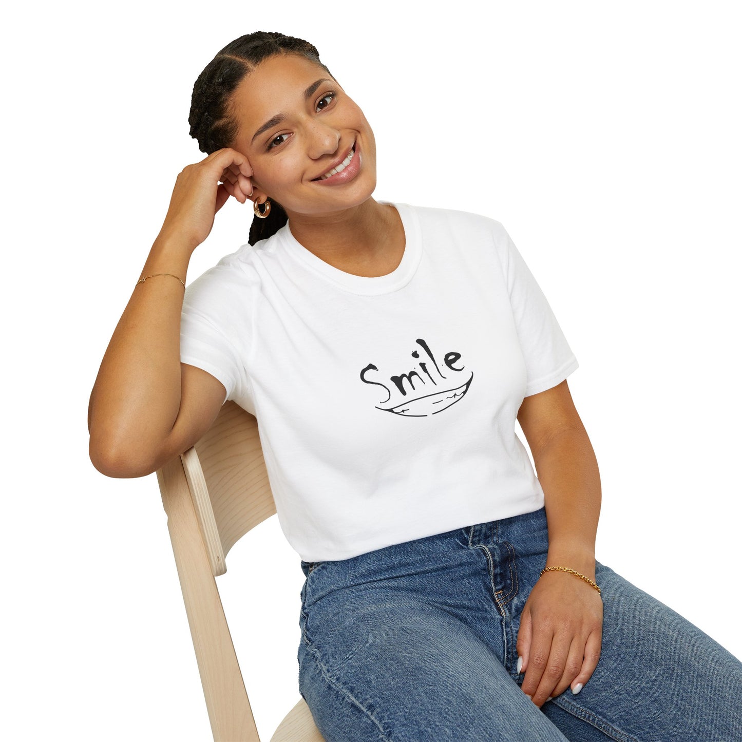 Smile Minimalist T-Shirt — Handwritten Smile Graphic Tee