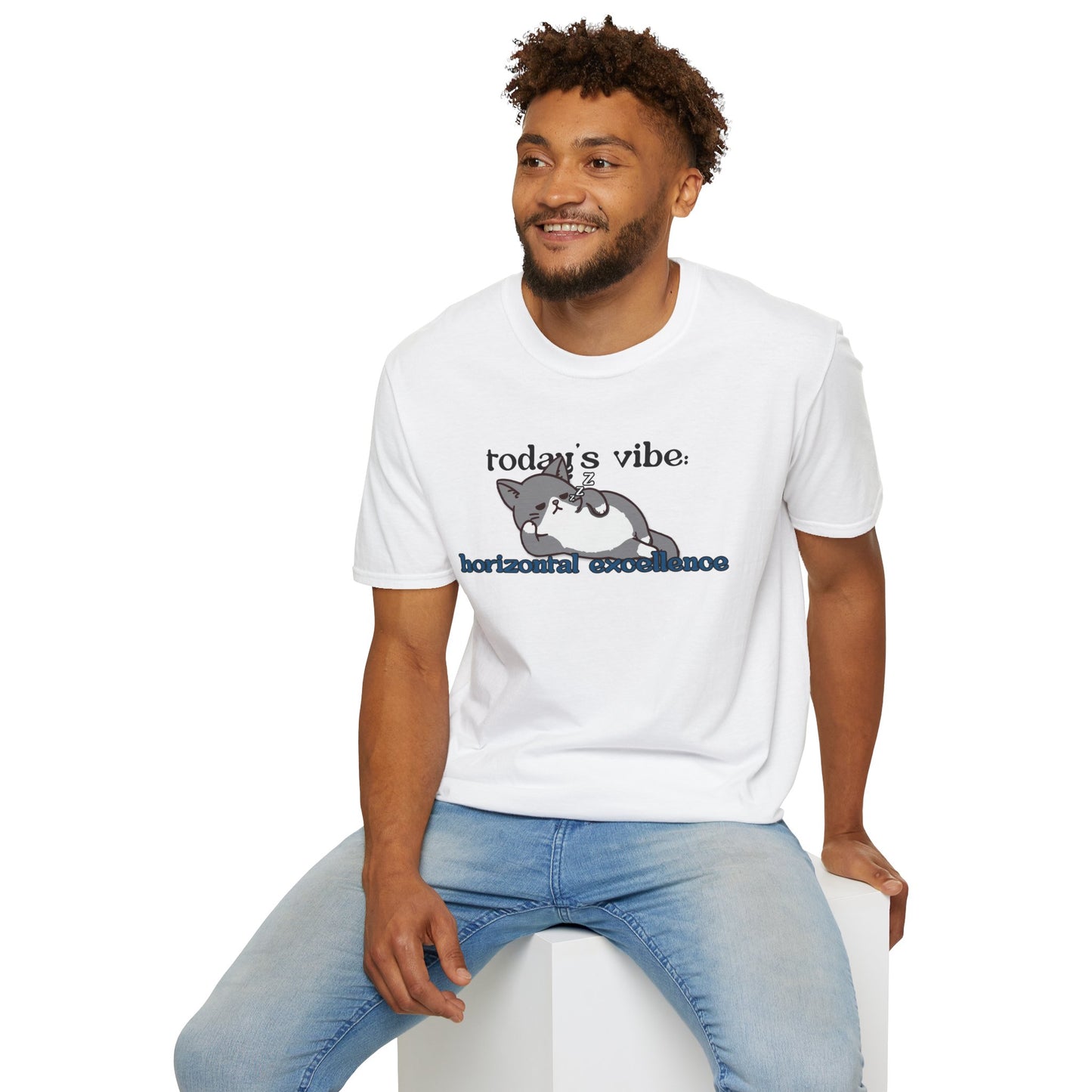 Relaxed Cat "Horizontal Excellence" T-Shirt – Today's Vibe Lazy Cat Tee