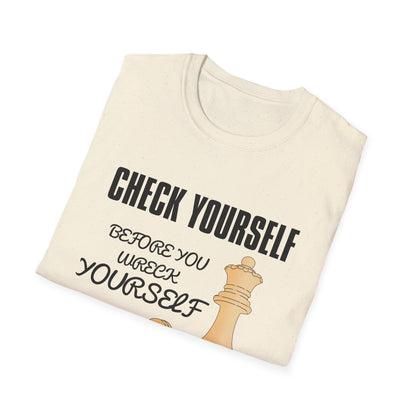 Chess T-Shirt — "Check Yourself Before You Wreck Yourself" Graphic Tee