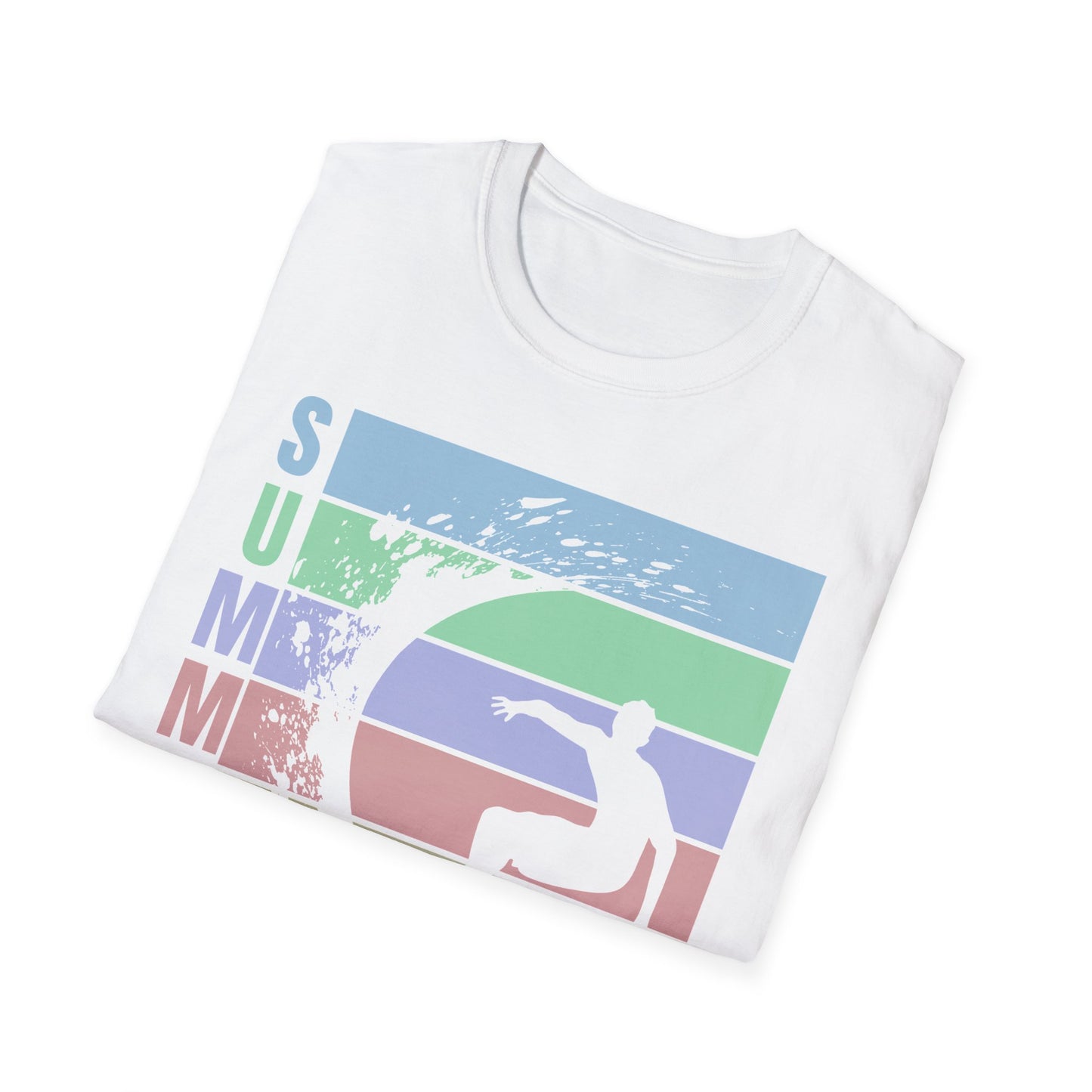 Summer Surf T-Shirt — Retro Stripes & Surfer Graphic