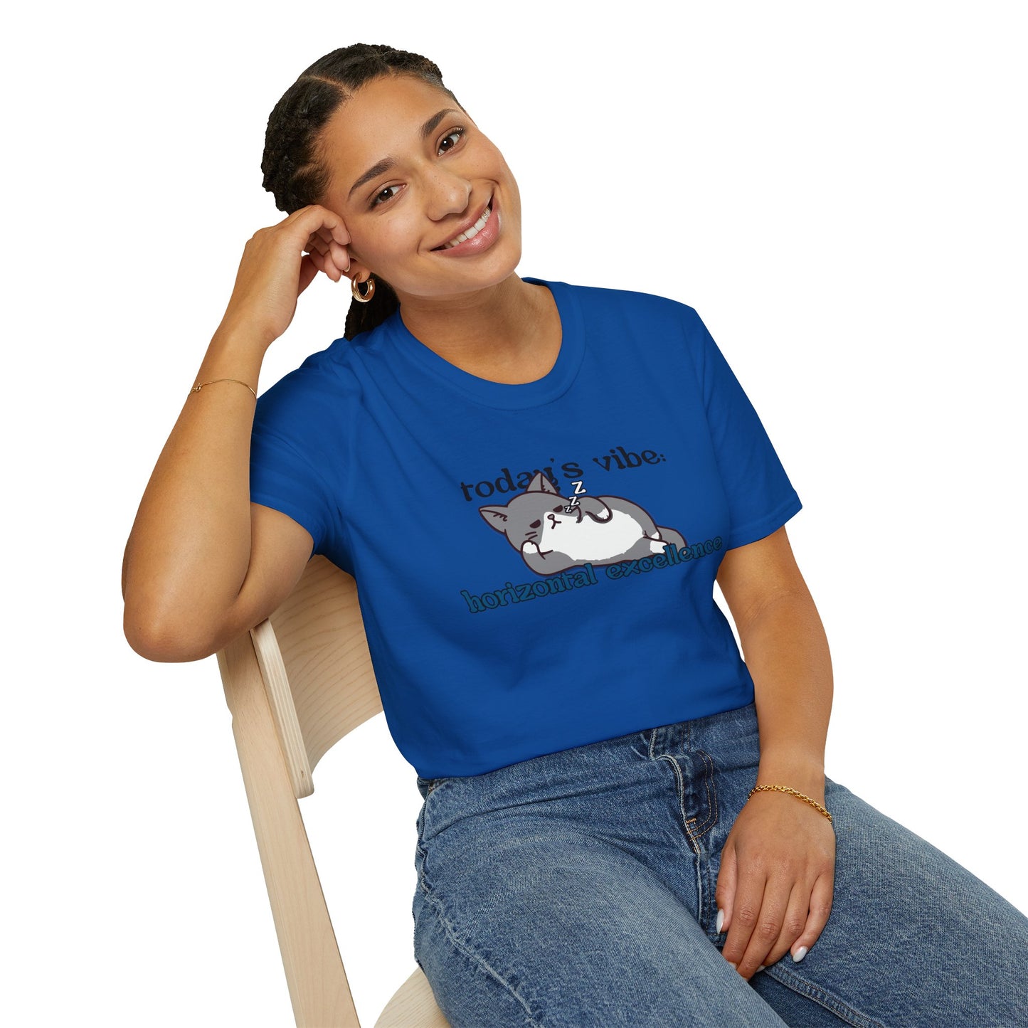 Relaxed Cat "Horizontal Excellence" T-Shirt – Today's Vibe Lazy Cat Tee