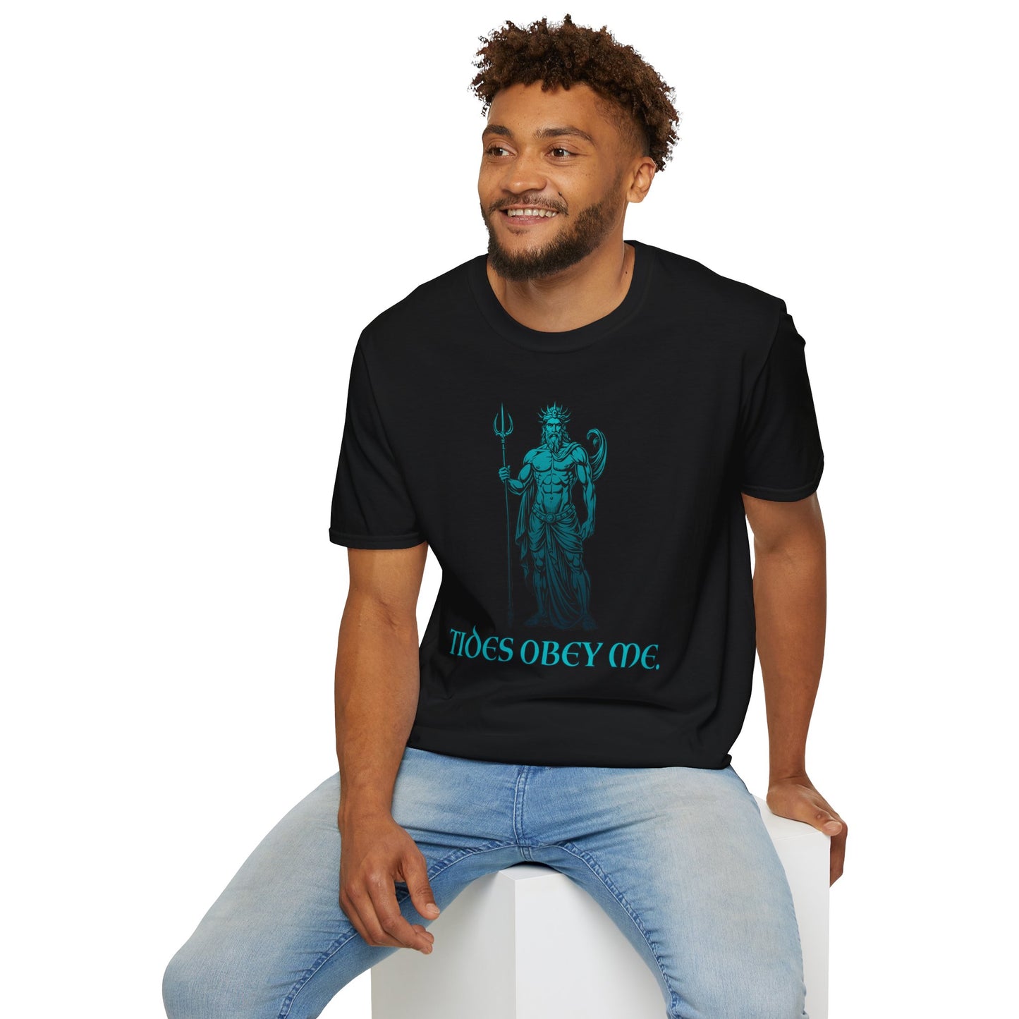 Poseidon Graphic Tee - "Tides Obey Me" Mythical Sea God T-Shirt