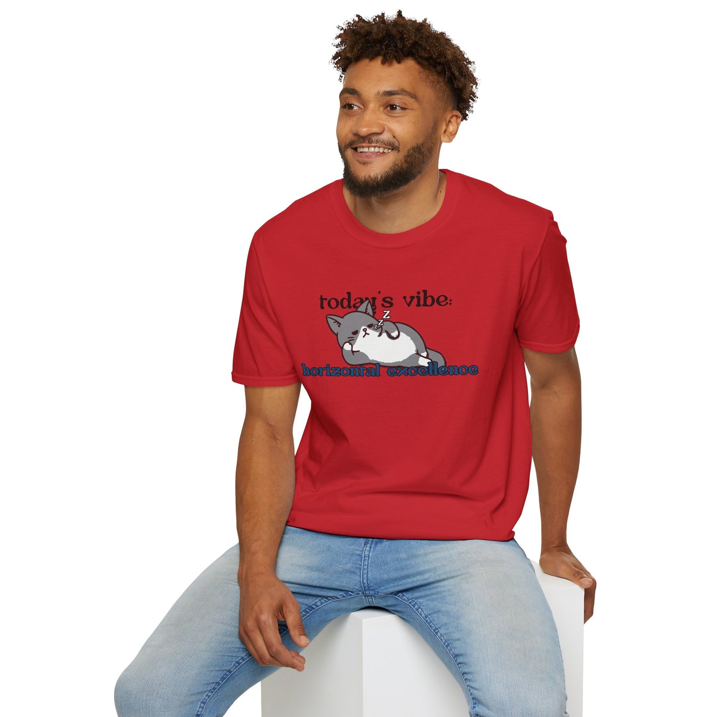 Relaxed Cat "Horizontal Excellence" T-Shirt – Today's Vibe Lazy Cat Tee