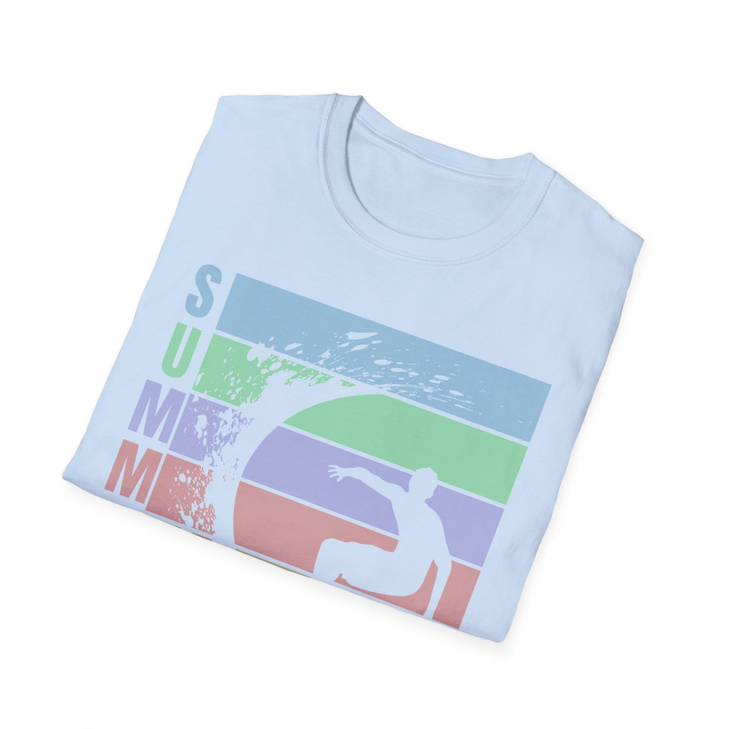 Summer Surf T-Shirt — Retro Stripes & Surfer Graphic