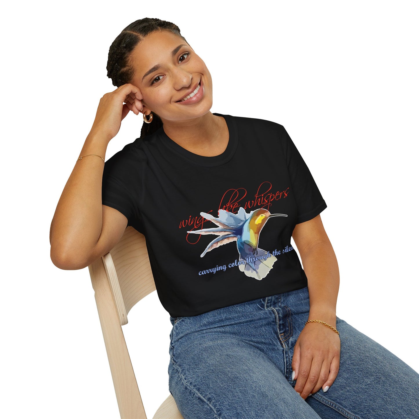 Hummingbird Poetry T-Shirt — "competing colorfulness in the silence"