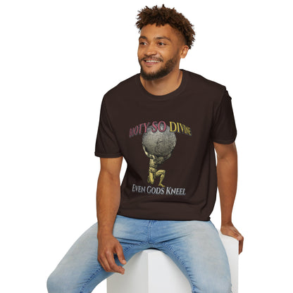 Funny 'Booty So Divine Even Gods Kneel' T-Shirt - Graphic Humor Tee