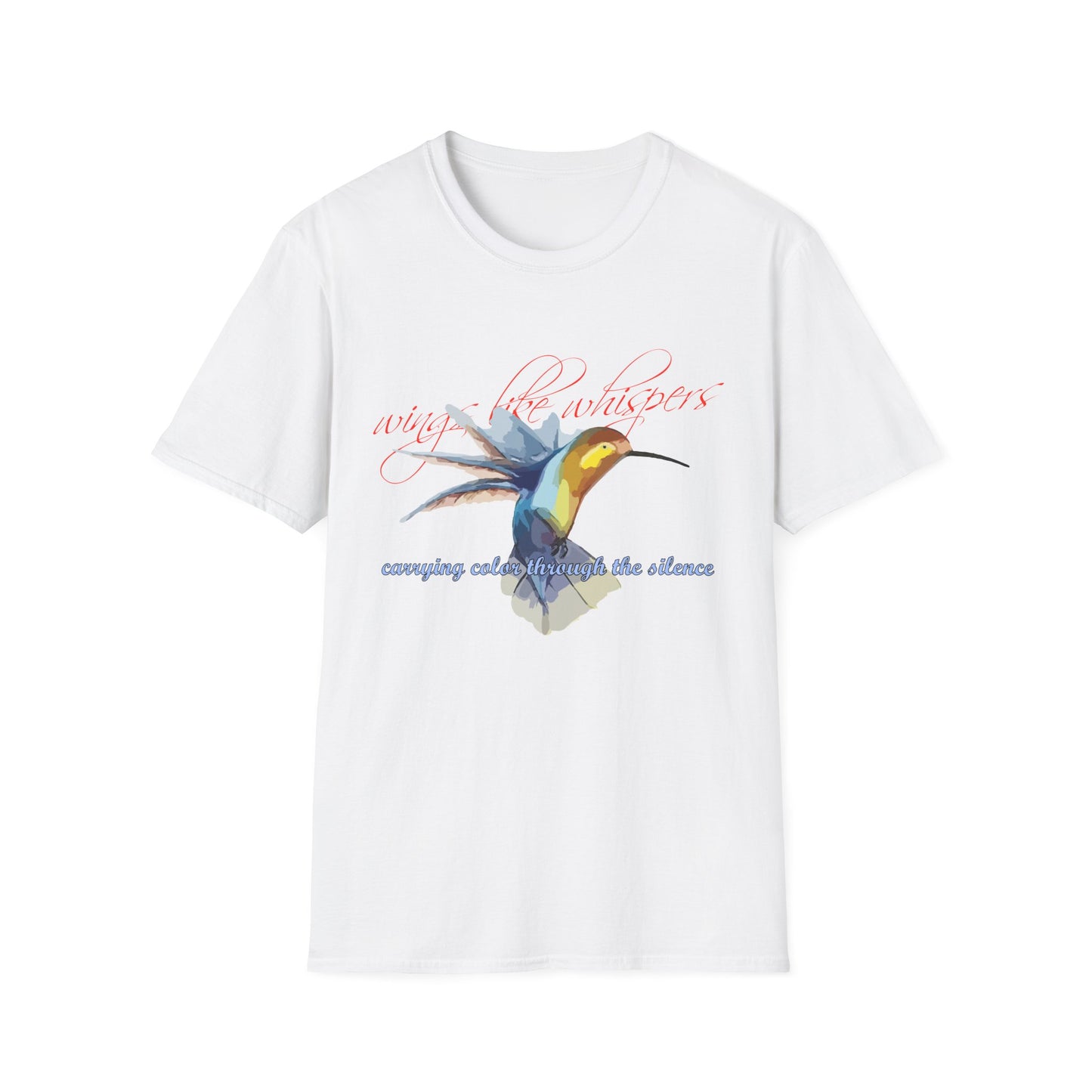 Hummingbird Poetry T-Shirt — "competing colorfulness in the silence"