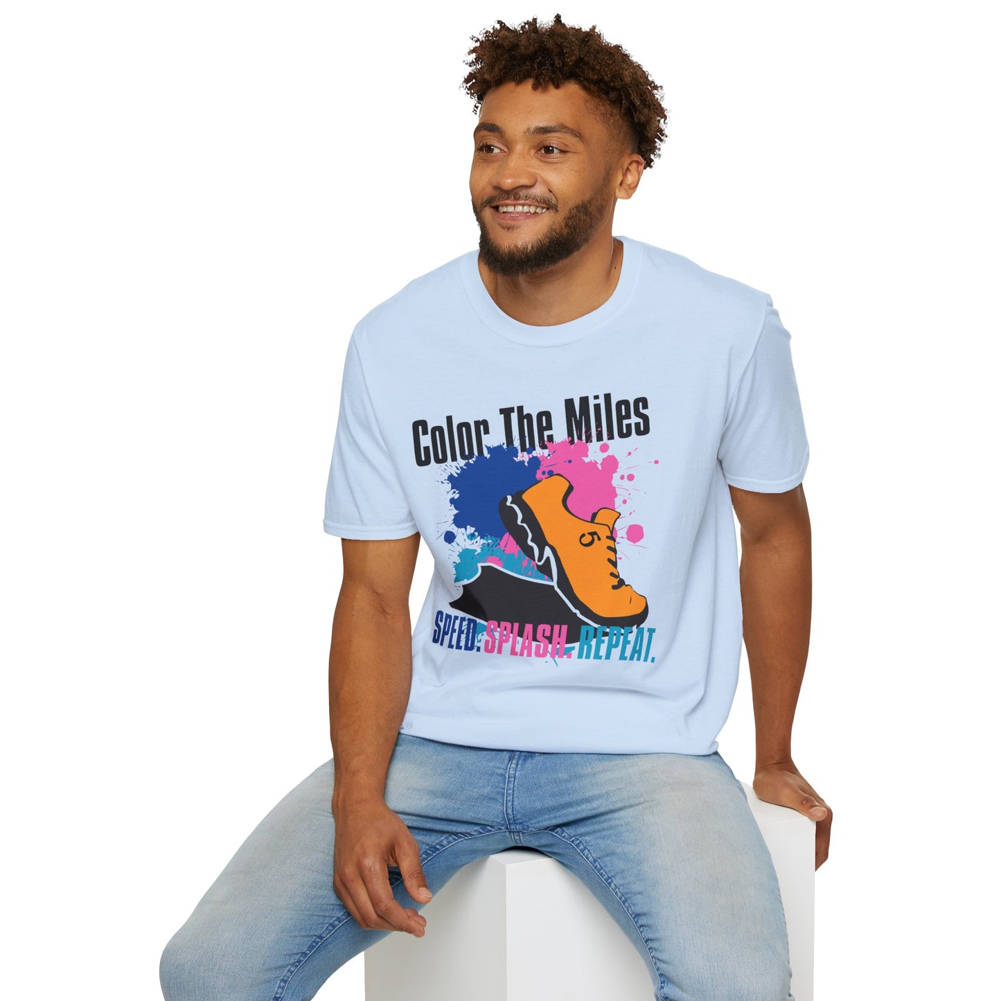 Color The Miles Running T-Shirt — "Speed. Splash. Repeat."