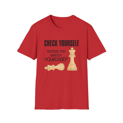 Chess T-Shirt — "Check Yourself Before You Wreck Yourself" Graphic Tee