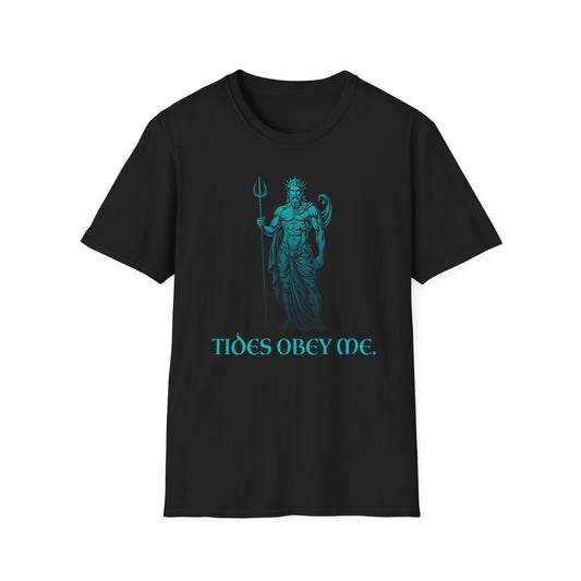 Poseidon Graphic Tee - "Tides Obey Me" Mythical Sea God T-Shirt