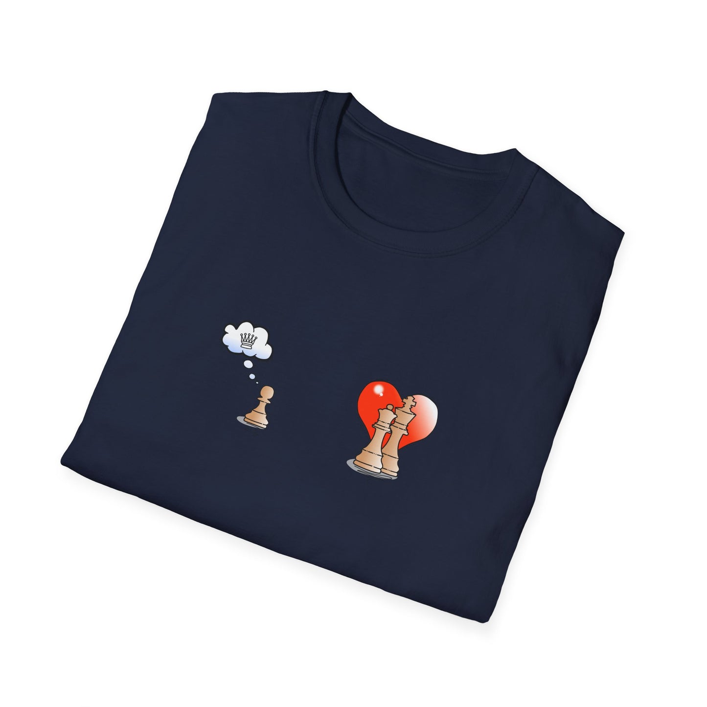 Chess Pawn Love T-Shirt — Cute Pawn Thinking of Queen with Heart Graphic