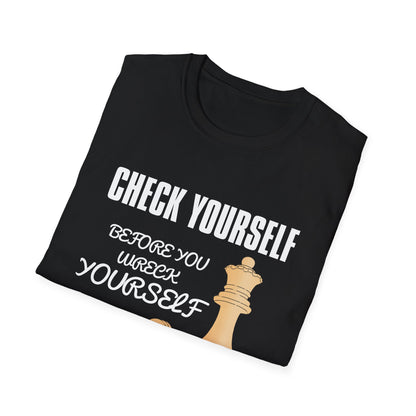 Chess T-Shirt — "Check Yourself Before You Wreck Yourself" Graphic Tee