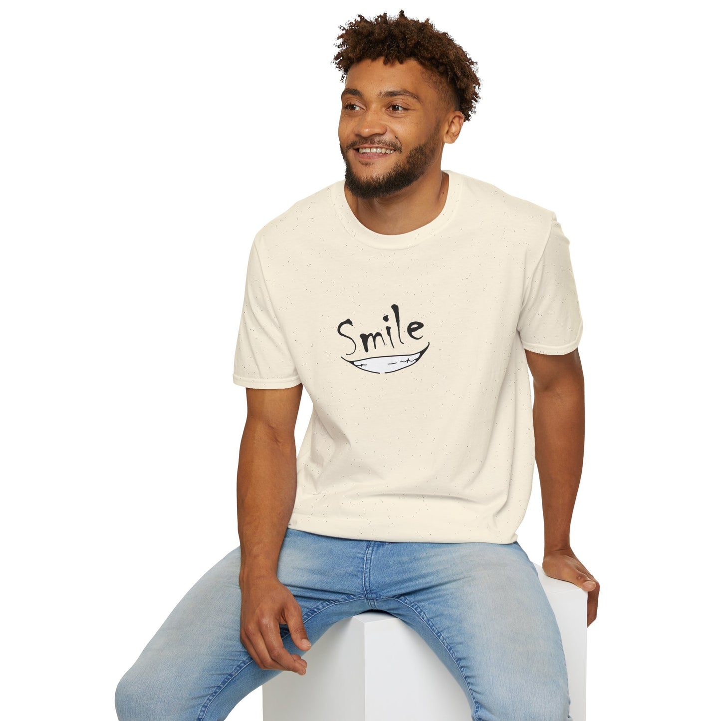 Smile Minimalist T-Shirt — Handwritten Smile Graphic Tee