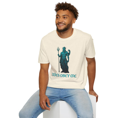Poseidon Graphic Tee - "Tides Obey Me" Mythical Sea God T-Shirt