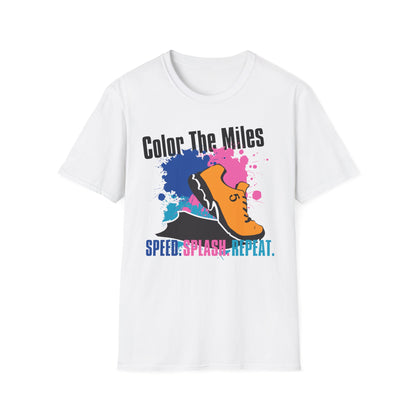 Color The Miles Running T-Shirt — "Speed. Splash. Repeat."