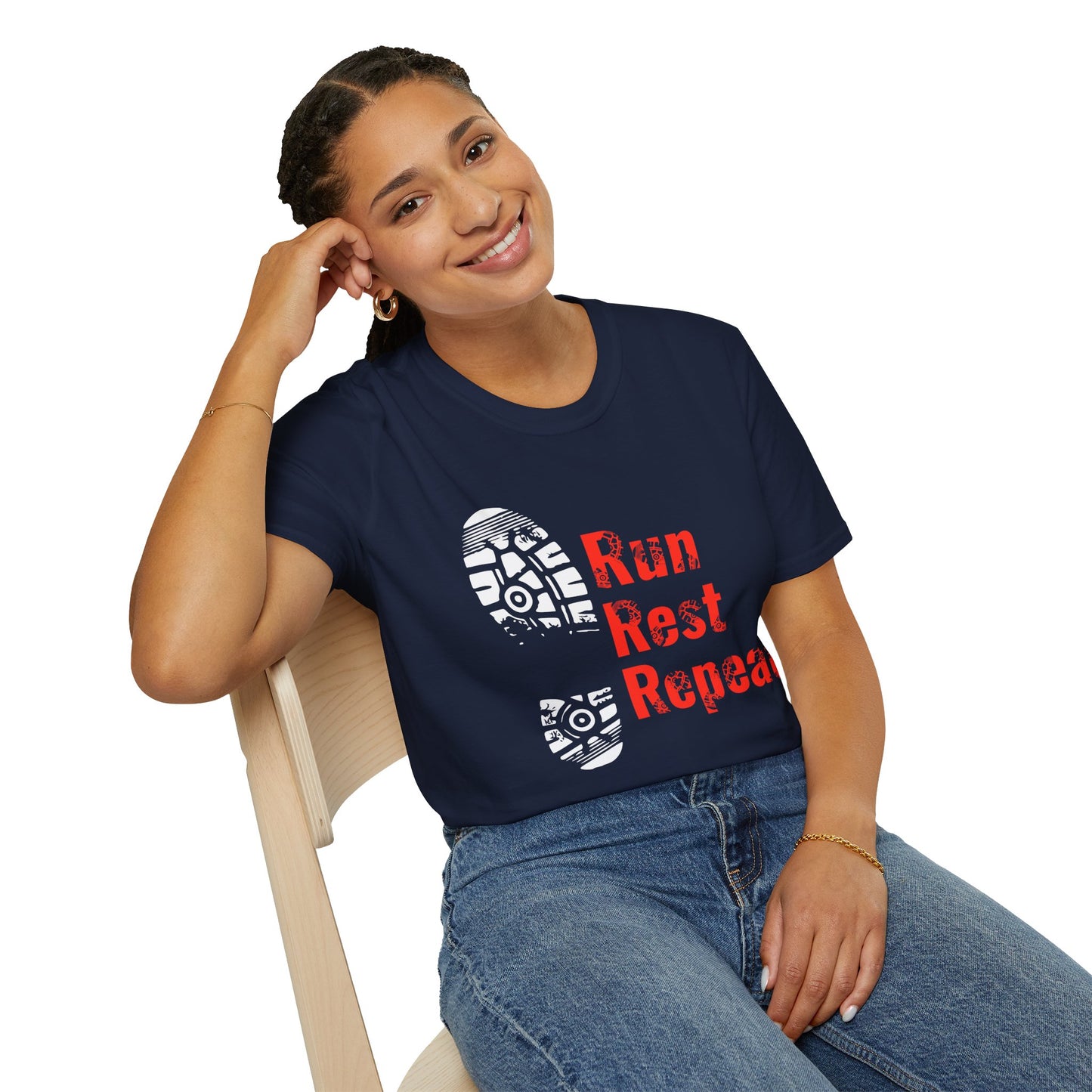 Run Rest Repeat Running Tee – Motivational Runner Shirt
