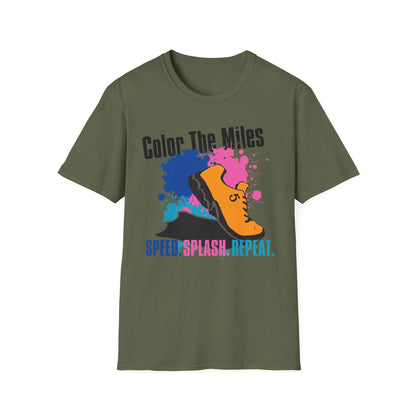 Color The Miles Running T-Shirt — "Speed. Splash. Repeat."
