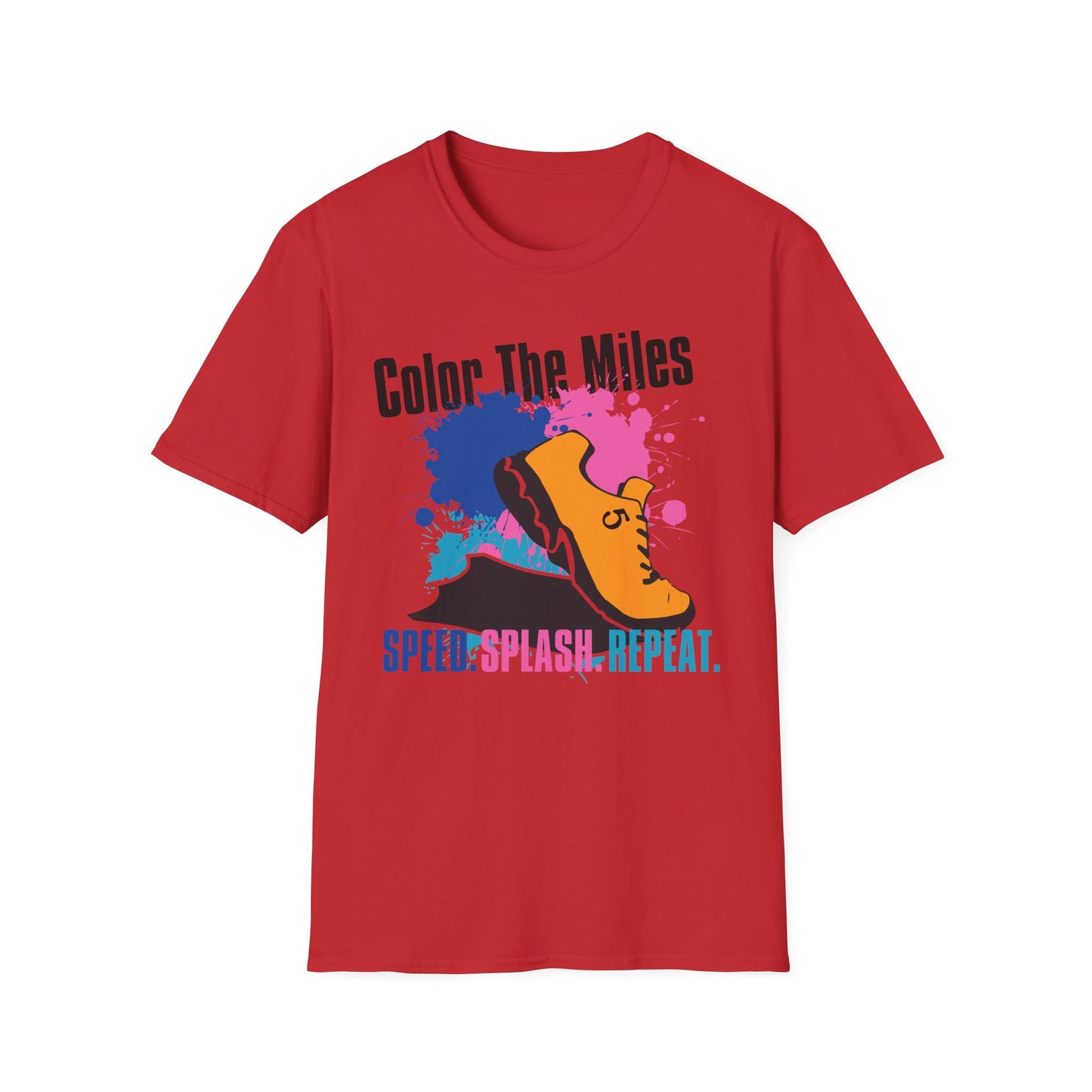 Color The Miles Running T-Shirt — "Speed. Splash. Repeat."