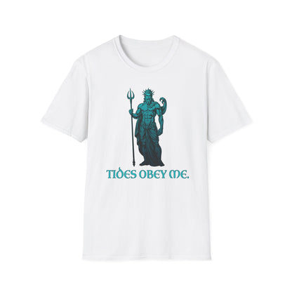 Poseidon Graphic Tee - "Tides Obey Me" Mythical Sea God T-Shirt