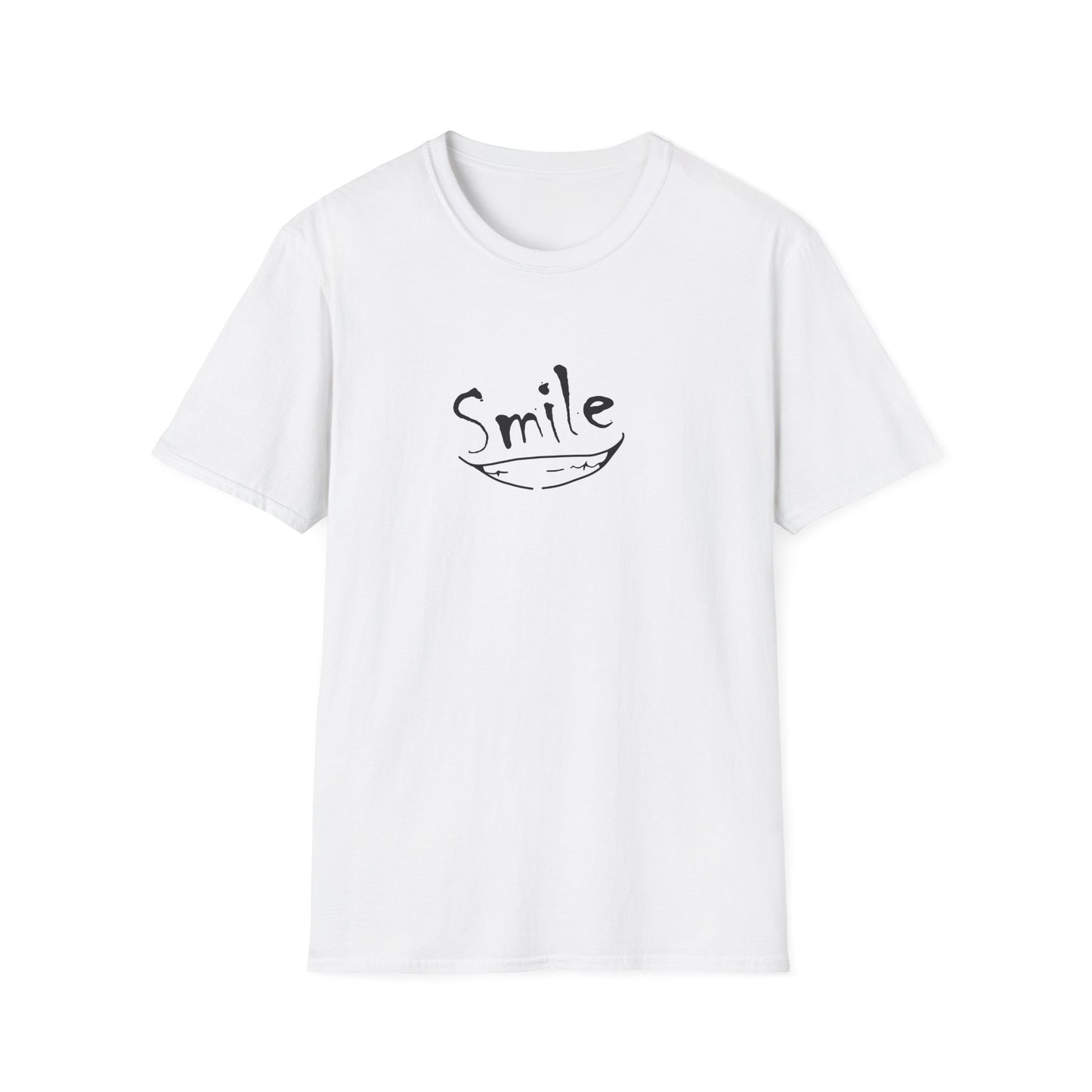 Smile Minimalist T-Shirt — Handwritten Smile Graphic Tee