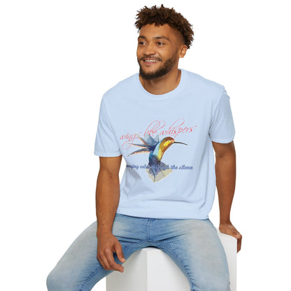 Hummingbird Poetry T-Shirt — "competing colorfulness in the silence"