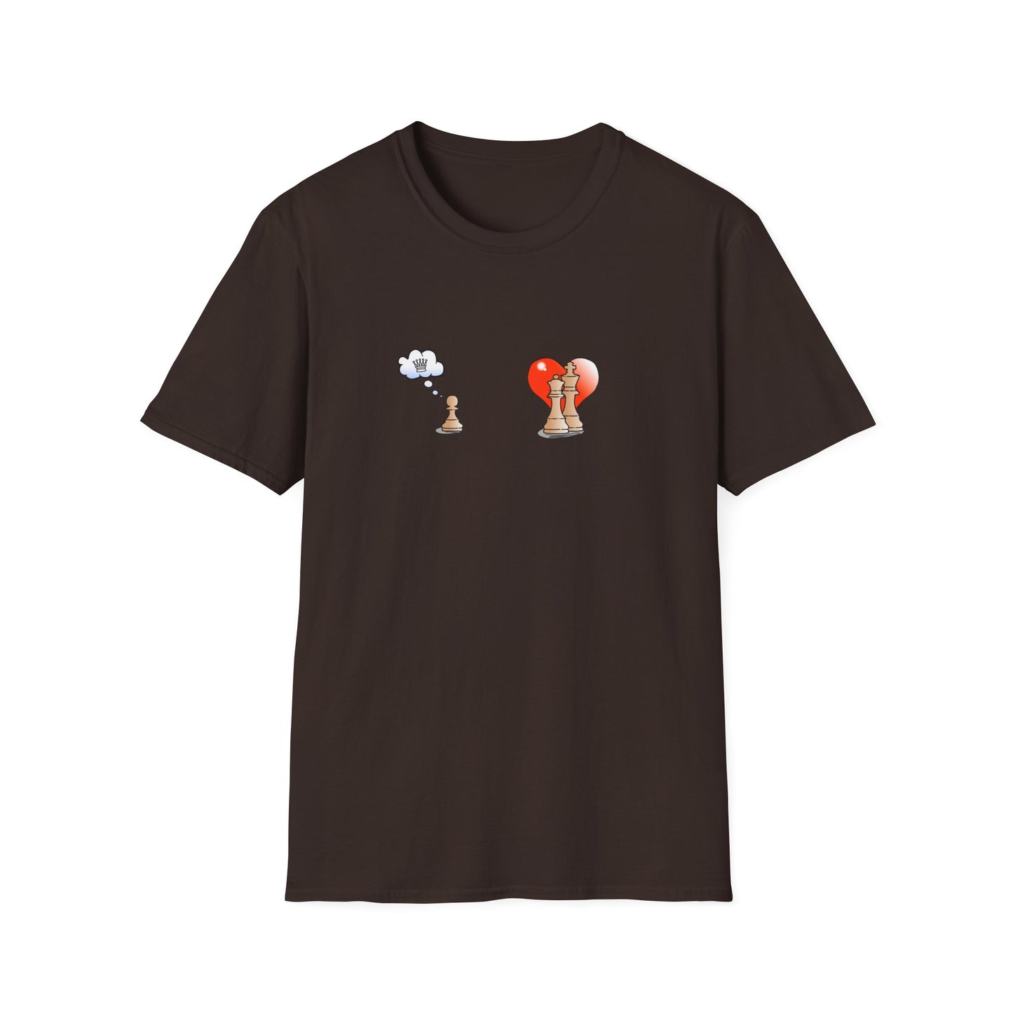 Chess Pawn Love T-Shirt — Cute Pawn Thinking of Queen with Heart Graphic