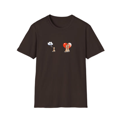 Chess Pawn Love T-Shirt — Cute Pawn Thinking of Queen with Heart Graphic