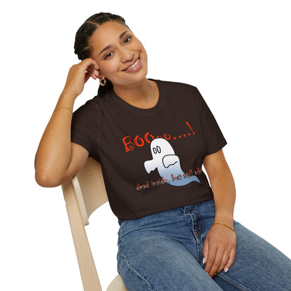 Ghost Graphic T-Shirt — “Boo…! Dead Inside, But Still Smiling” Halloween Tee