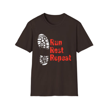 Run Rest Repeat Running Tee – Motivational Runner Shirt