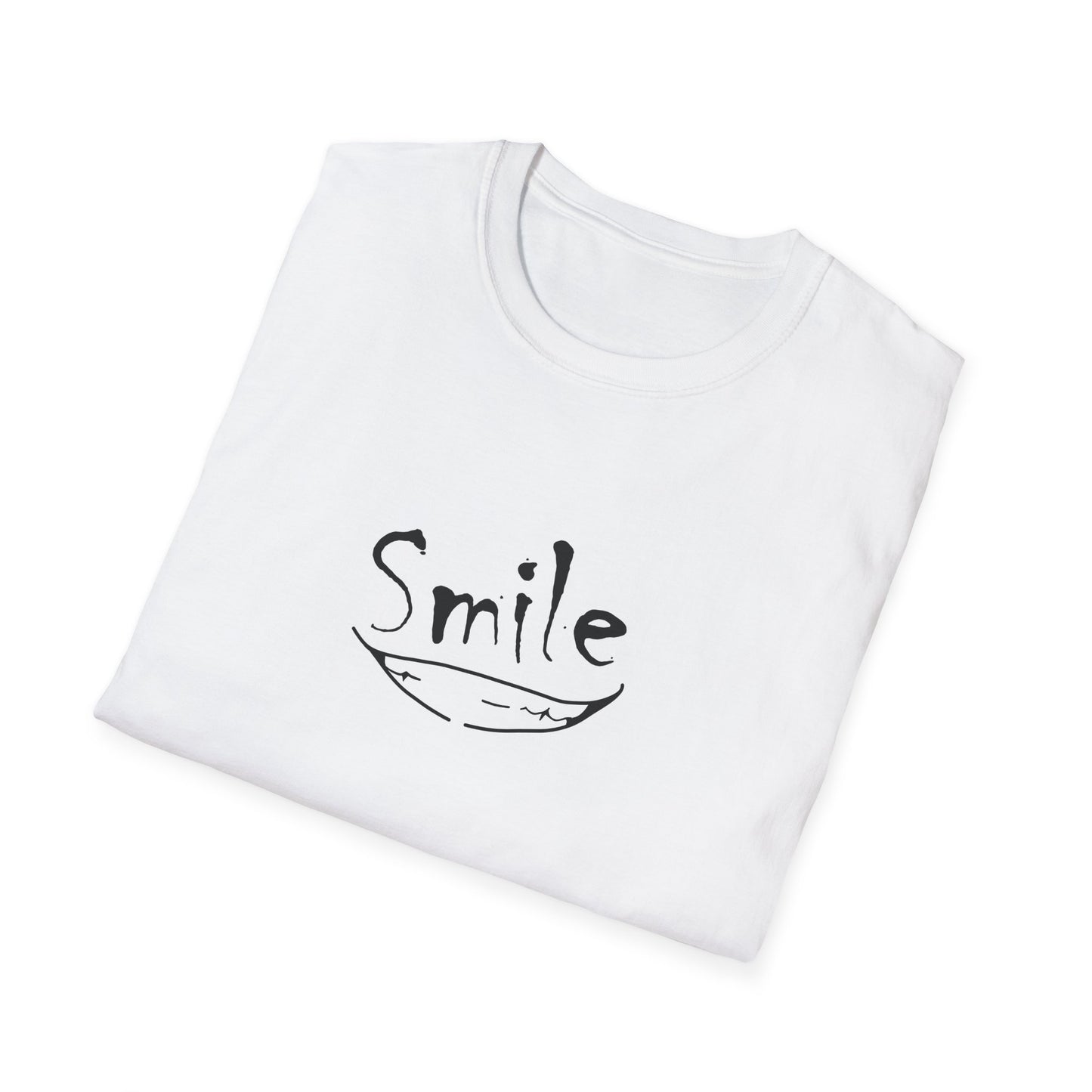 Smile Minimalist T-Shirt — Handwritten Smile Graphic Tee