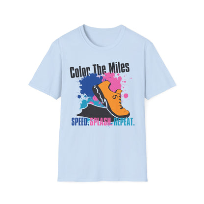 Color The Miles Running T-Shirt — "Speed. Splash. Repeat."