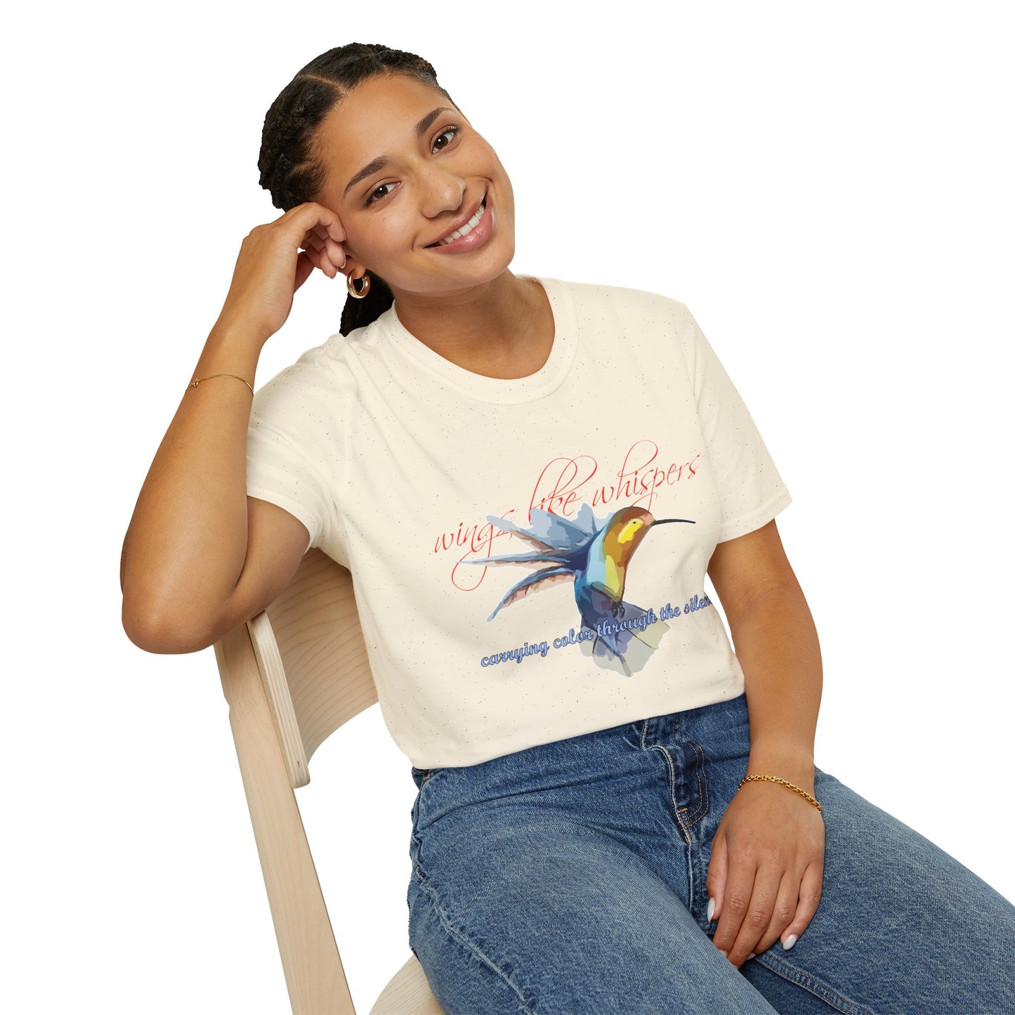 Hummingbird Poetry T-Shirt — "competing colorfulness in the silence"