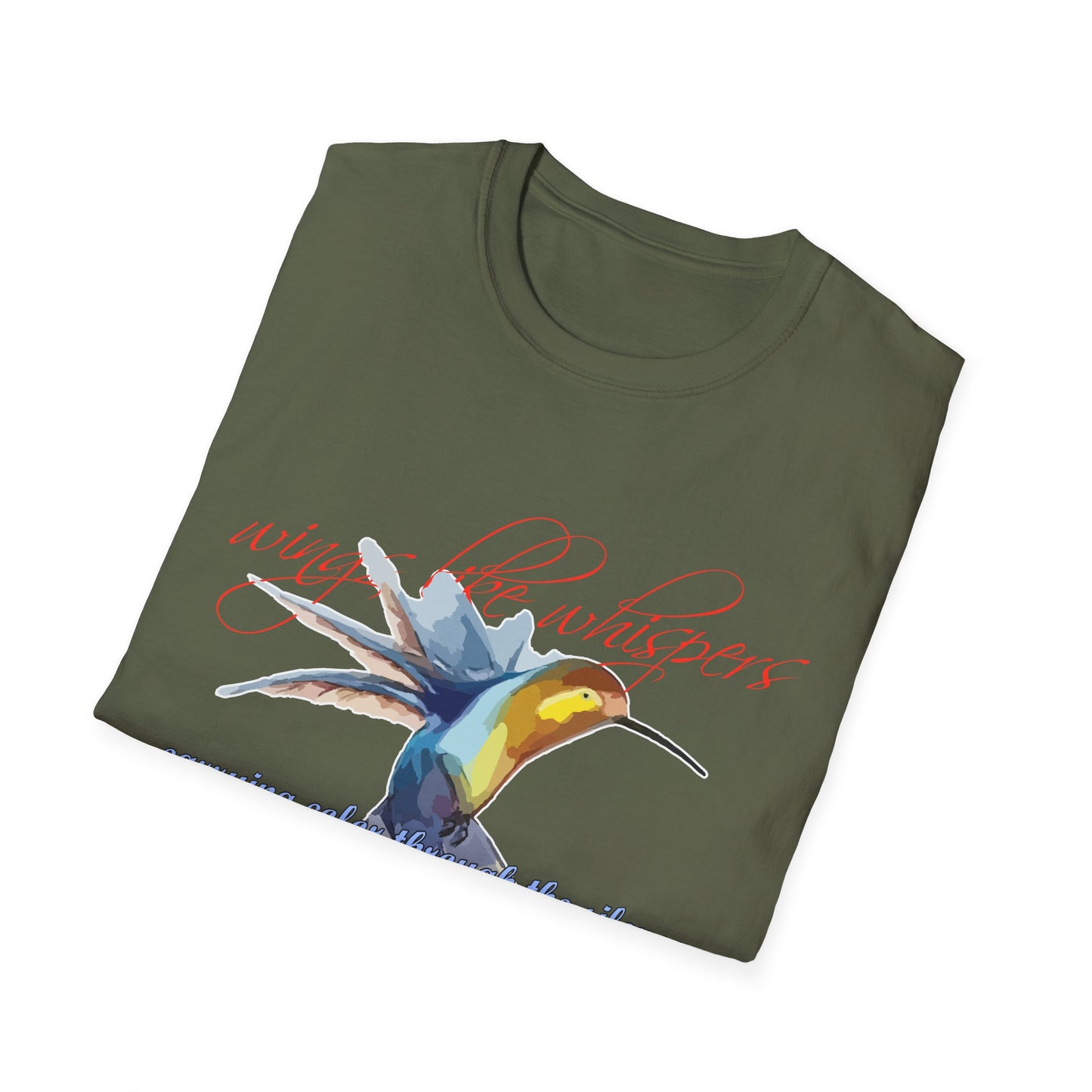 Hummingbird Poetry T-Shirt — "competing colorfulness in the silence"